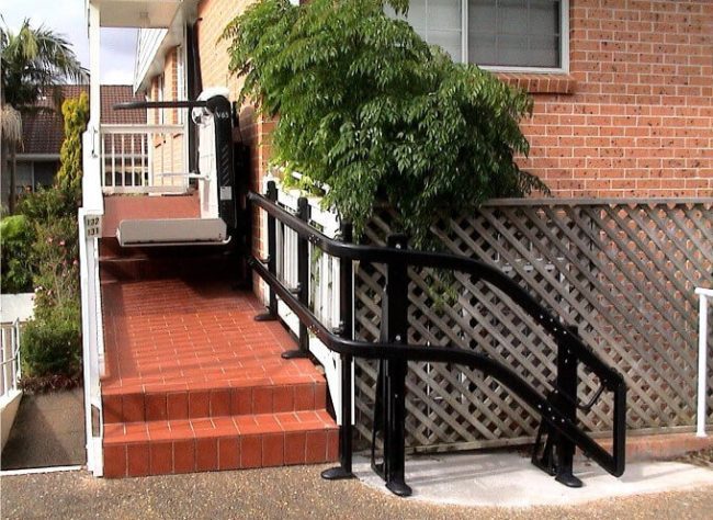 v65 vimec outdoor curved rail platform chair lift