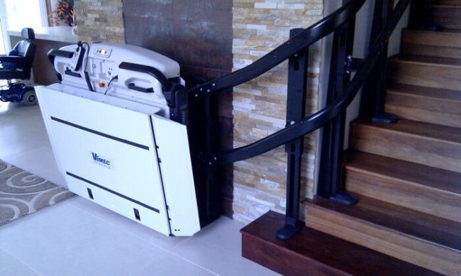 vimec inclined curved rail platform lift